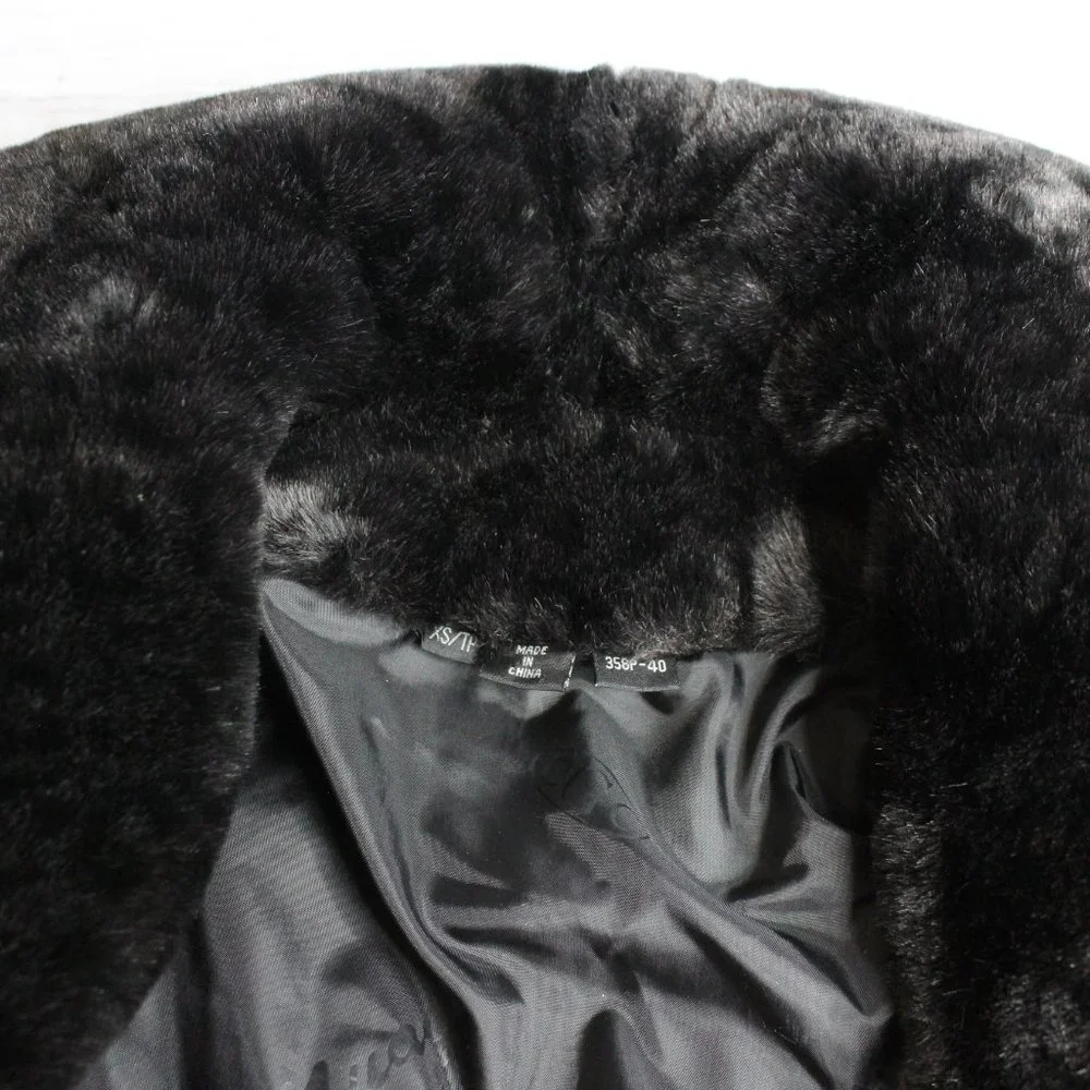 Nuage Women's Faux Fur Coat Size XS Black Plush Winter Jacket - Picture 4 of 11